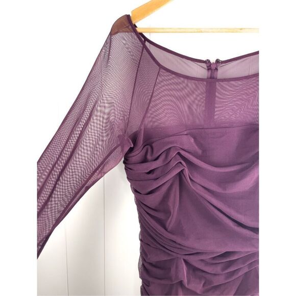 Mark Zunino Purple Mesh and Ruched Dress Size 16 - Picture 3 of 10